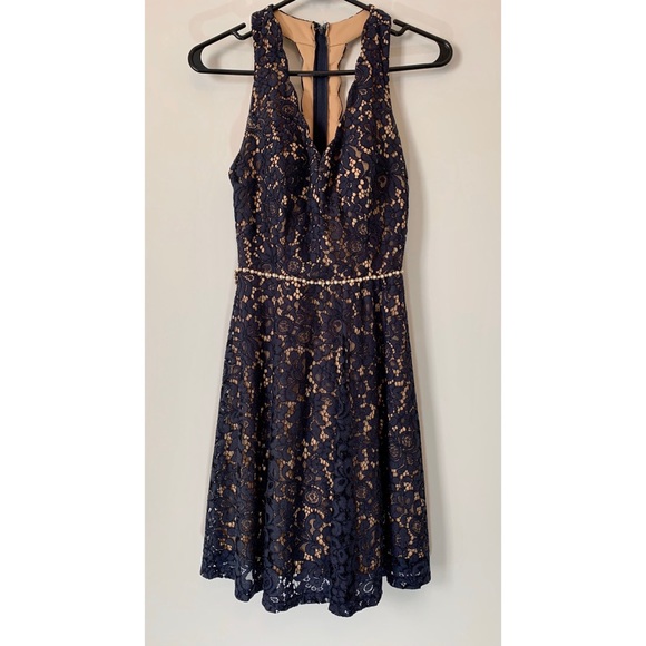 Jodi Kristopher A-Line Navy and Cream Dress - Picture 4 of 7